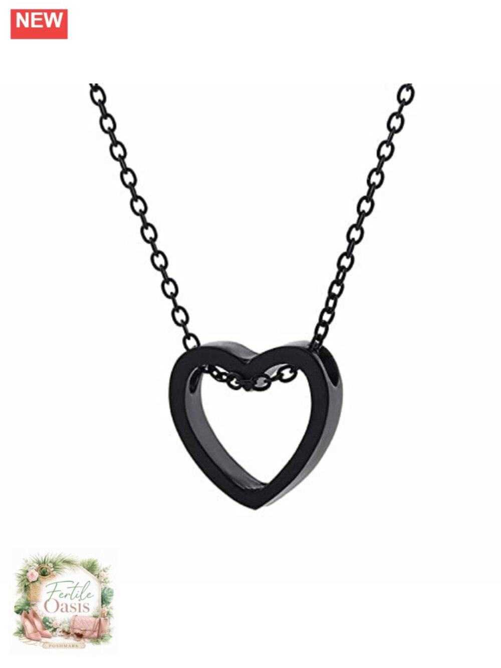 18" Stainless Steel Heart Pendant Choker Layering Necklace Adjustable